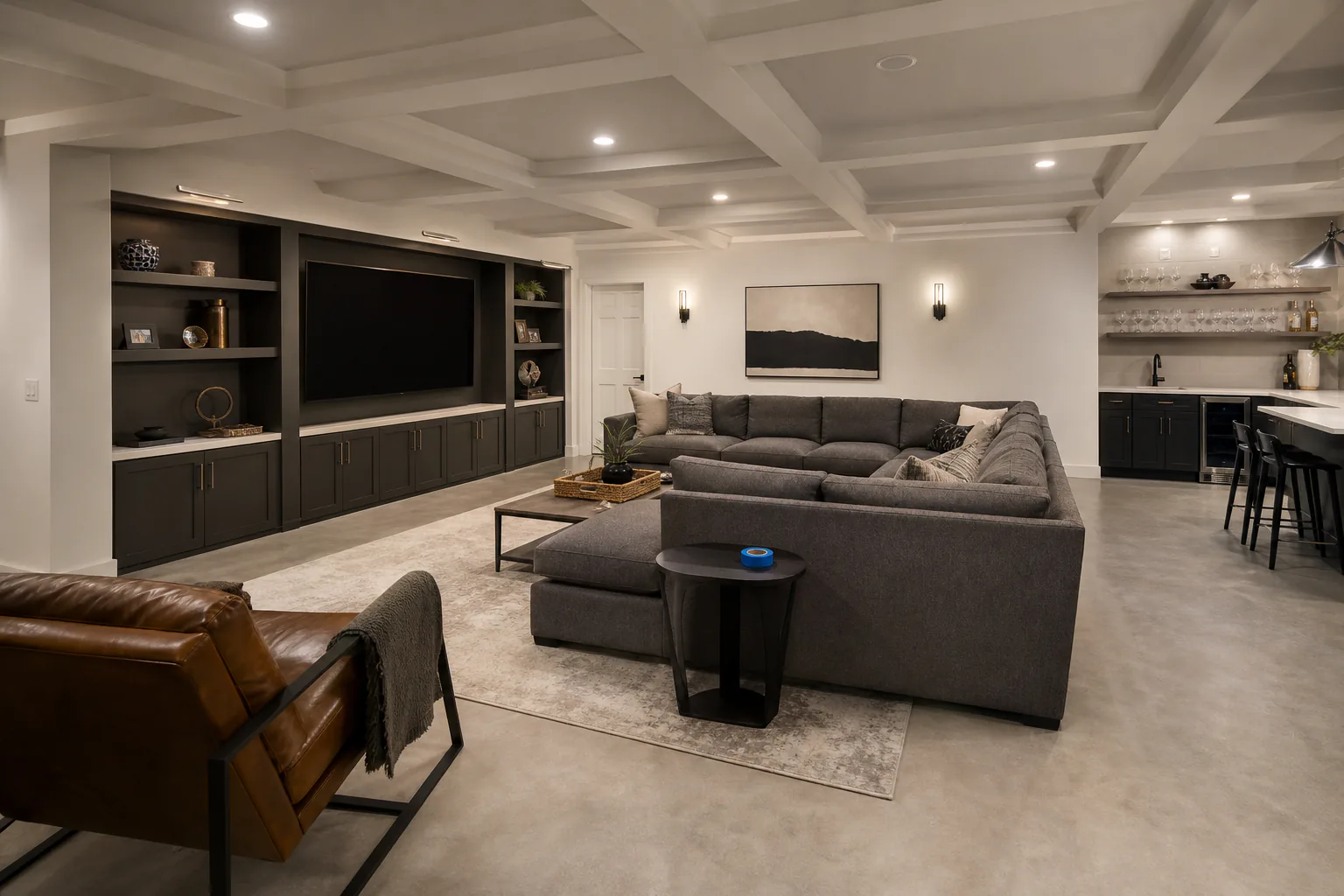 Finished basement remodel in Central Ohio by W&S Construction