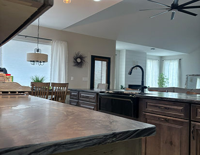 Stone countertop detail in a Dublin, OH custom kitchen remodel