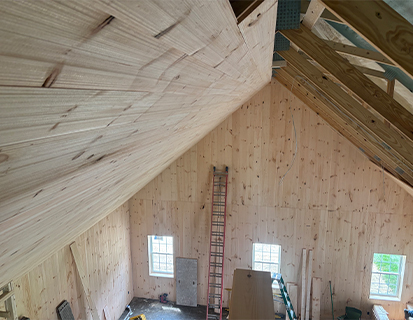 Exposed wood framing and high ceiling build in Marysville, OH custom structure